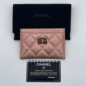 PRELOVED Chanel Pink Metallic Caviar Leather Card Holder with Rose Gol –  KimmieBBags LLC