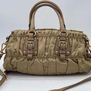 Prada Brown Leather Gauffre Shoulder Bag