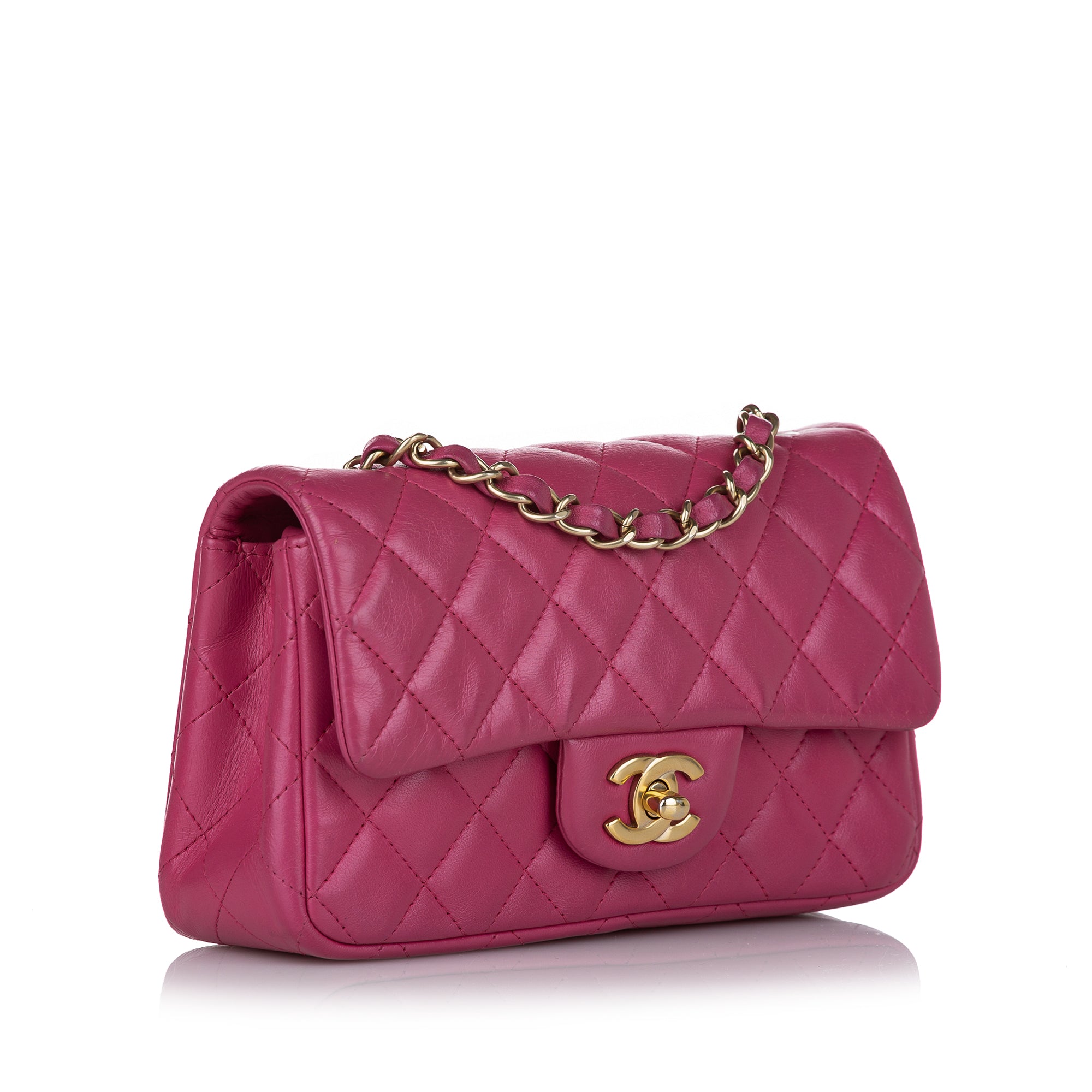 Chanel Pink Quilted Lambskin Top Handle Mini Flap Bag