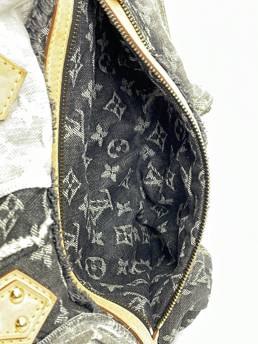 LOUIS VUITTON Monogram Denim Patchwork Bowly Hand Bag Canvas Leather CE1007  