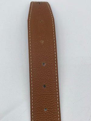 PRELOVED HERMES reversible Brown Leather Belt Square F 050724 H