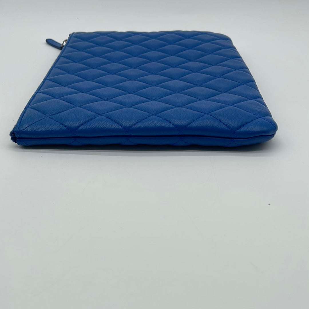 Preloved Chanel Blue Medium Quilted Lambskin O Case Clutch Bag 22406805 020524