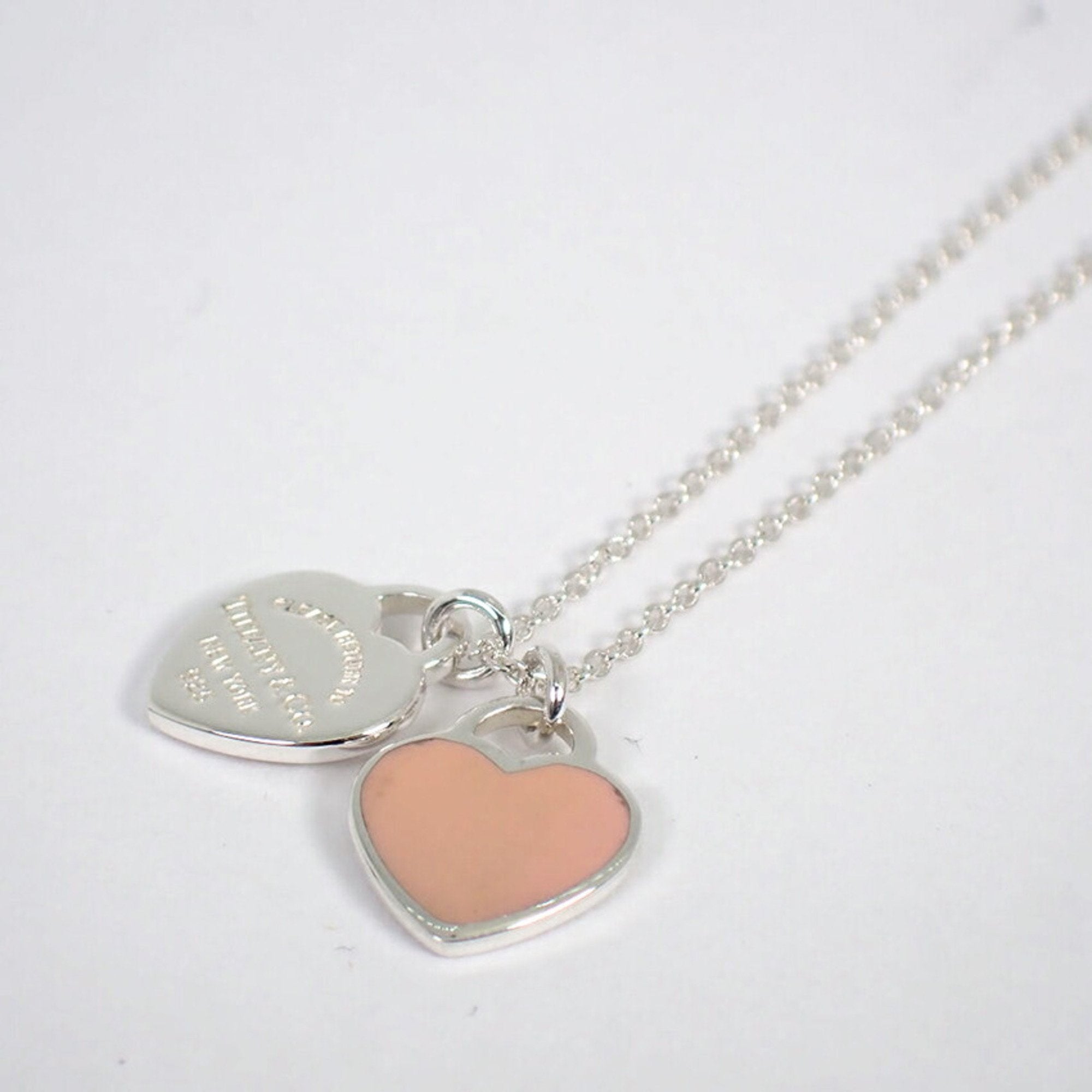 Preloved Tiffany & Co. Return to Tiffany Peach/pink Double Heart Tag Pendant Necklace 1035419 072524 G
