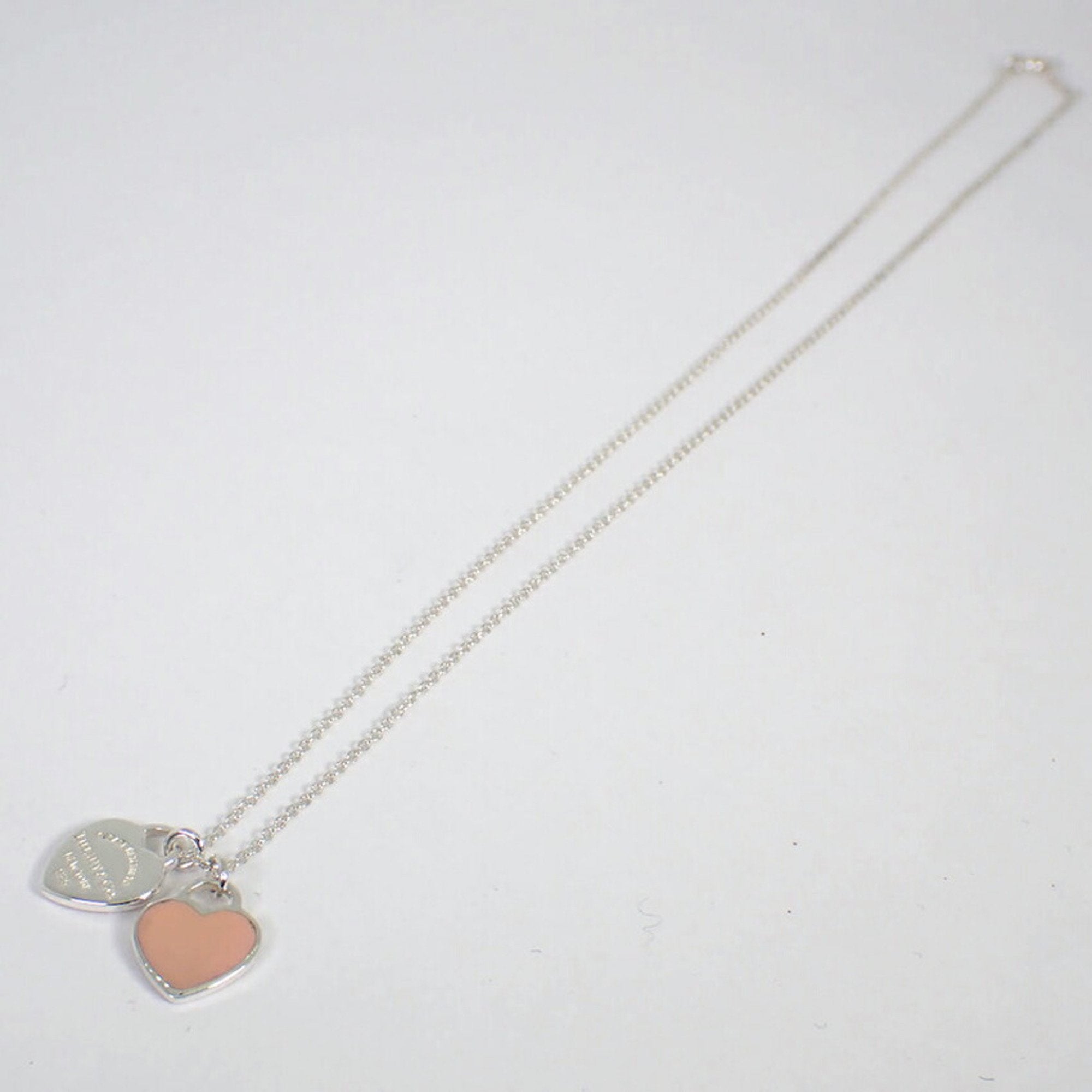 Preloved Tiffany & Co. Return to Tiffany Peach/pink Double Heart Tag Pendant Necklace 1035419 072524 G