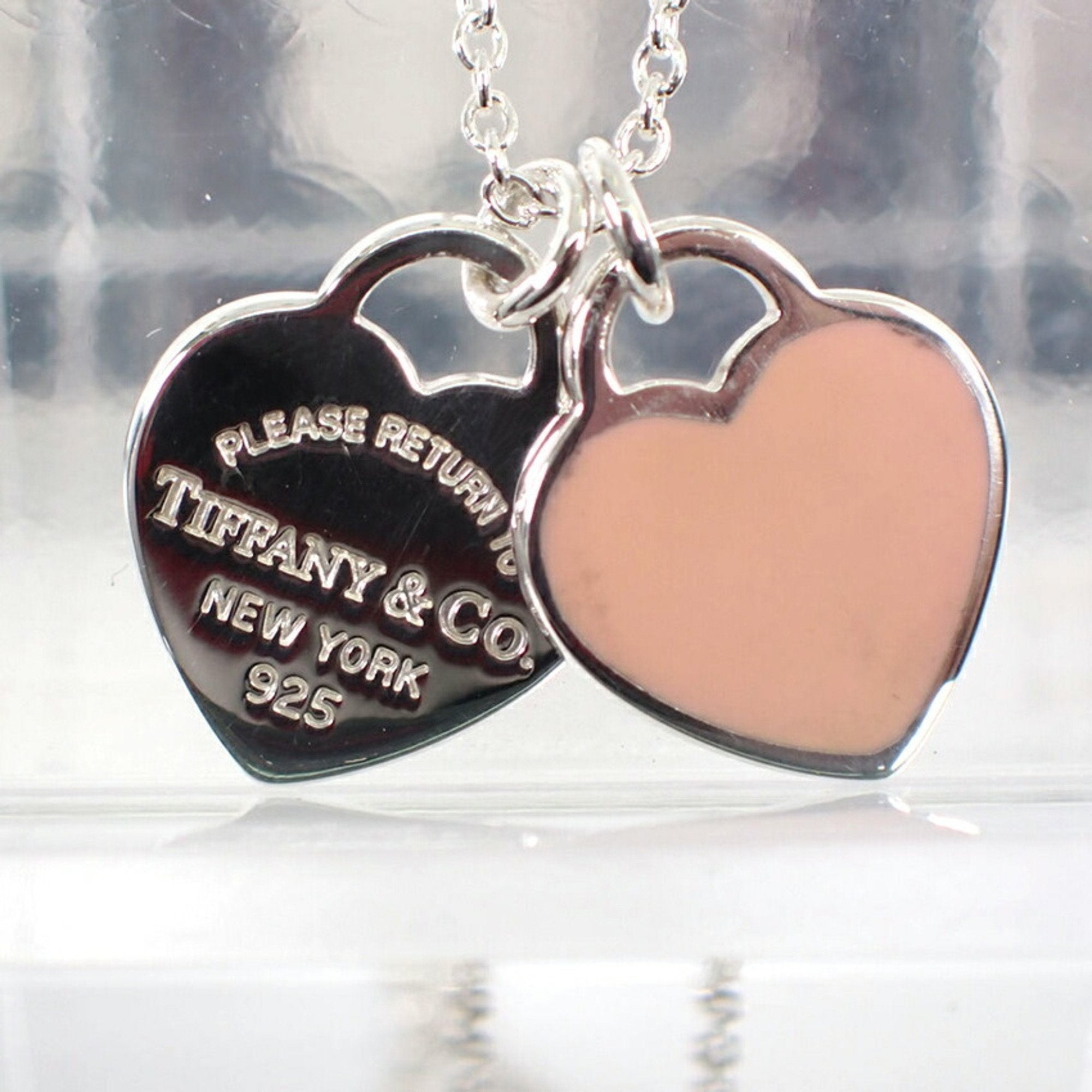 Preloved Tiffany & Co. Return to Tiffany Peach/pink Double Heart Tag Pendant Necklace 1035419 072524 G