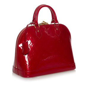 Louis Vuitton Red Monogram Vernis Alma PM Dark red Leather Patent leather  ref.946509 - Joli Closet