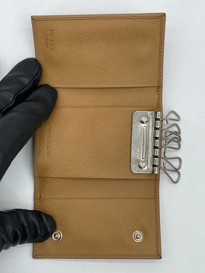 Preloved Prada Saffiano Camel Leather 6 Ring Key Case (K) 31 020524