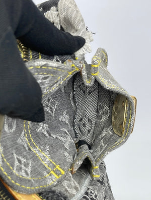 Louis Vuitton Limited Edition Grey Denim Monogram Denim Patchwork Bowly Bag  - Yoogi's Closet