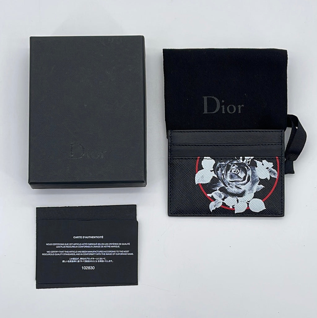 GIFTABLE Preloved Christian Dior Black Flower Card Holder 10BO0197 110123