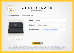 Preloved PRADA Logo Plate Black Leather Trifold Wallet 3GJGDYV 041624 H