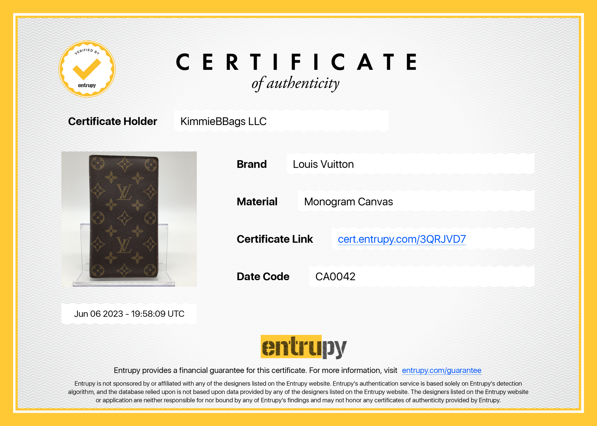 louis vuitton card holder date code