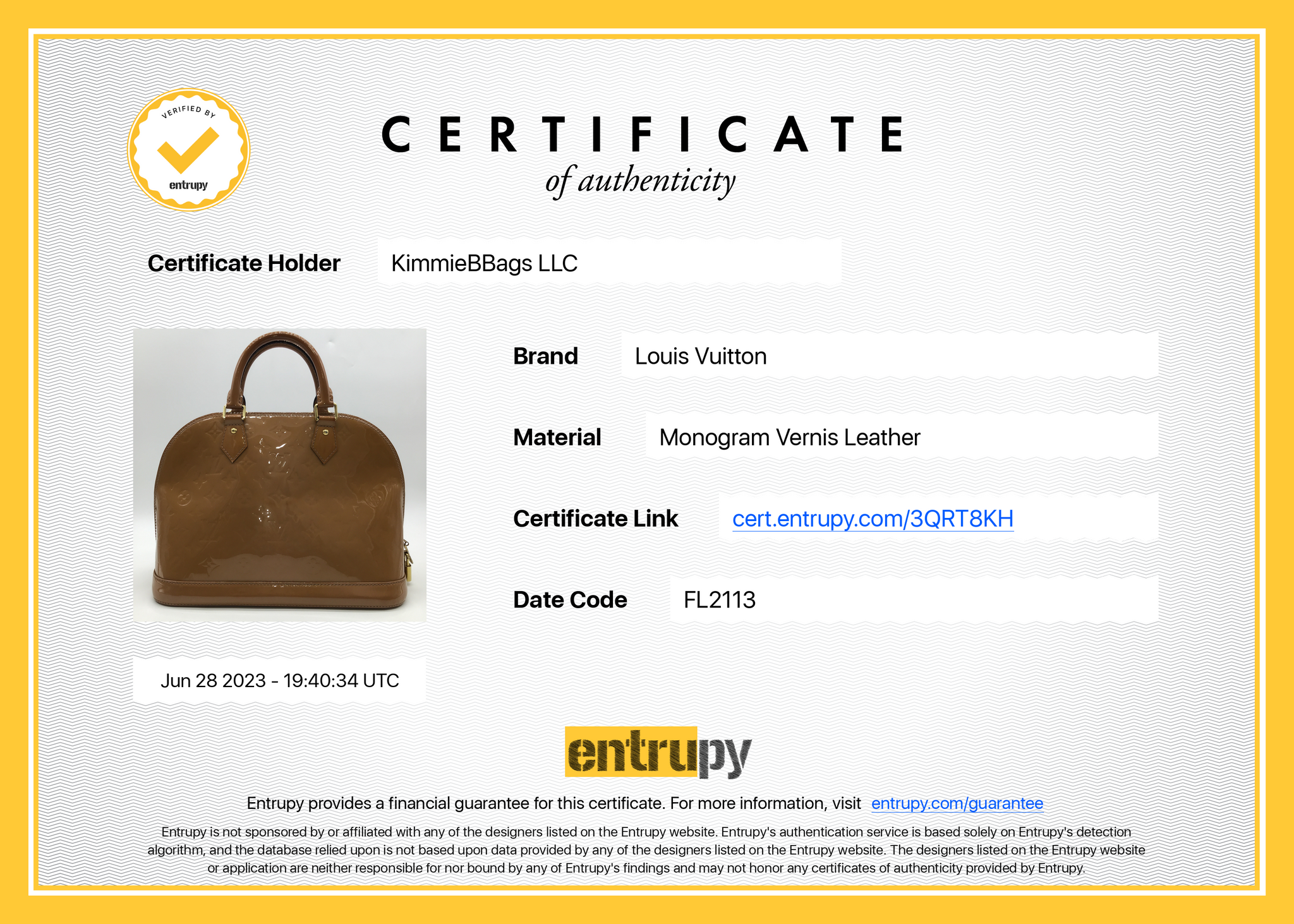PRELOVED Louis Vuitton Tan Vernis Monogram Vernis Alma PM Bag