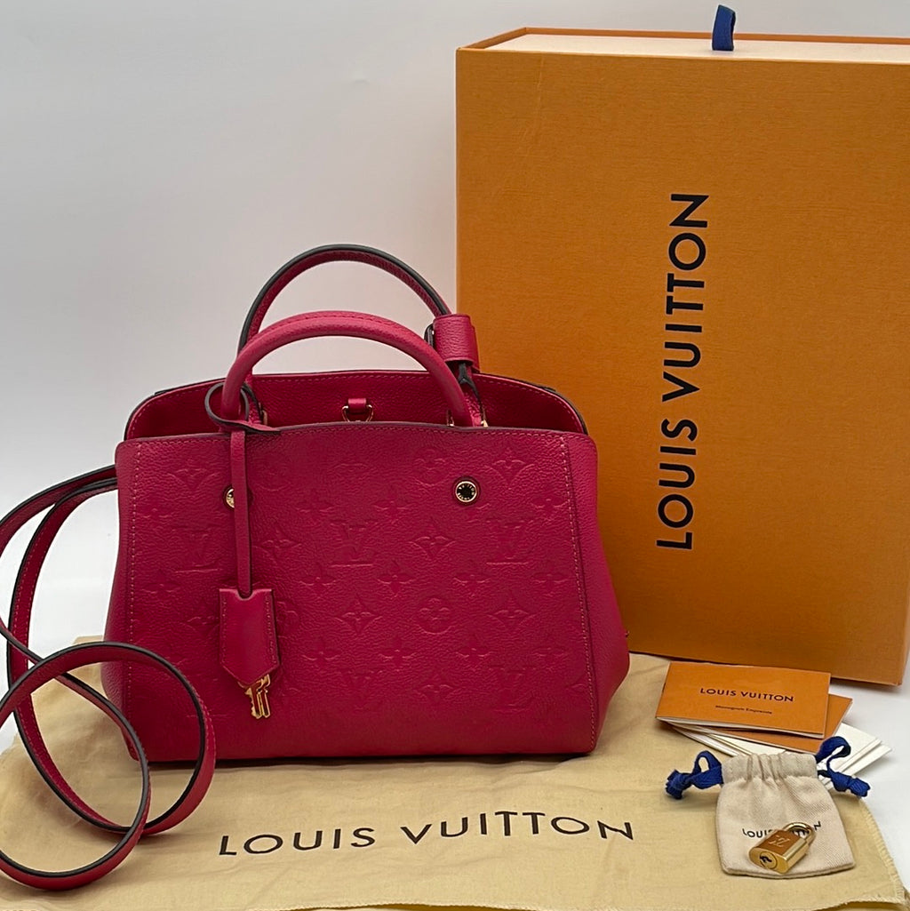 GIFTABLE Preloved Louis Vuitton Montaigne BB Pink Empreinte Monogram Bag with Crossbody Strap SP0138 092623 $500 OFF Flash Sale