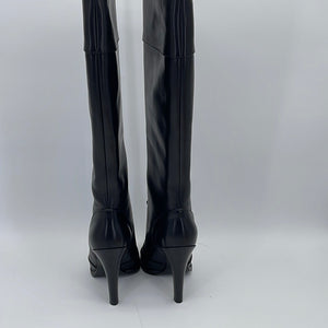 Preloved Louis Vuitton Black Leather Notting Hill Knee High Boots NQ0048 032224 P