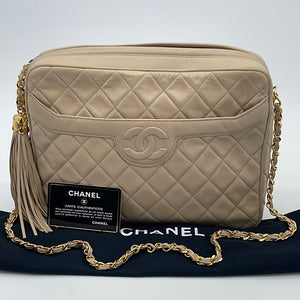 PRELOVED Chanel Vintage CC Medium Camera Bag Quilted Beige Lambskin 23 –  KimmieBBags LLC
