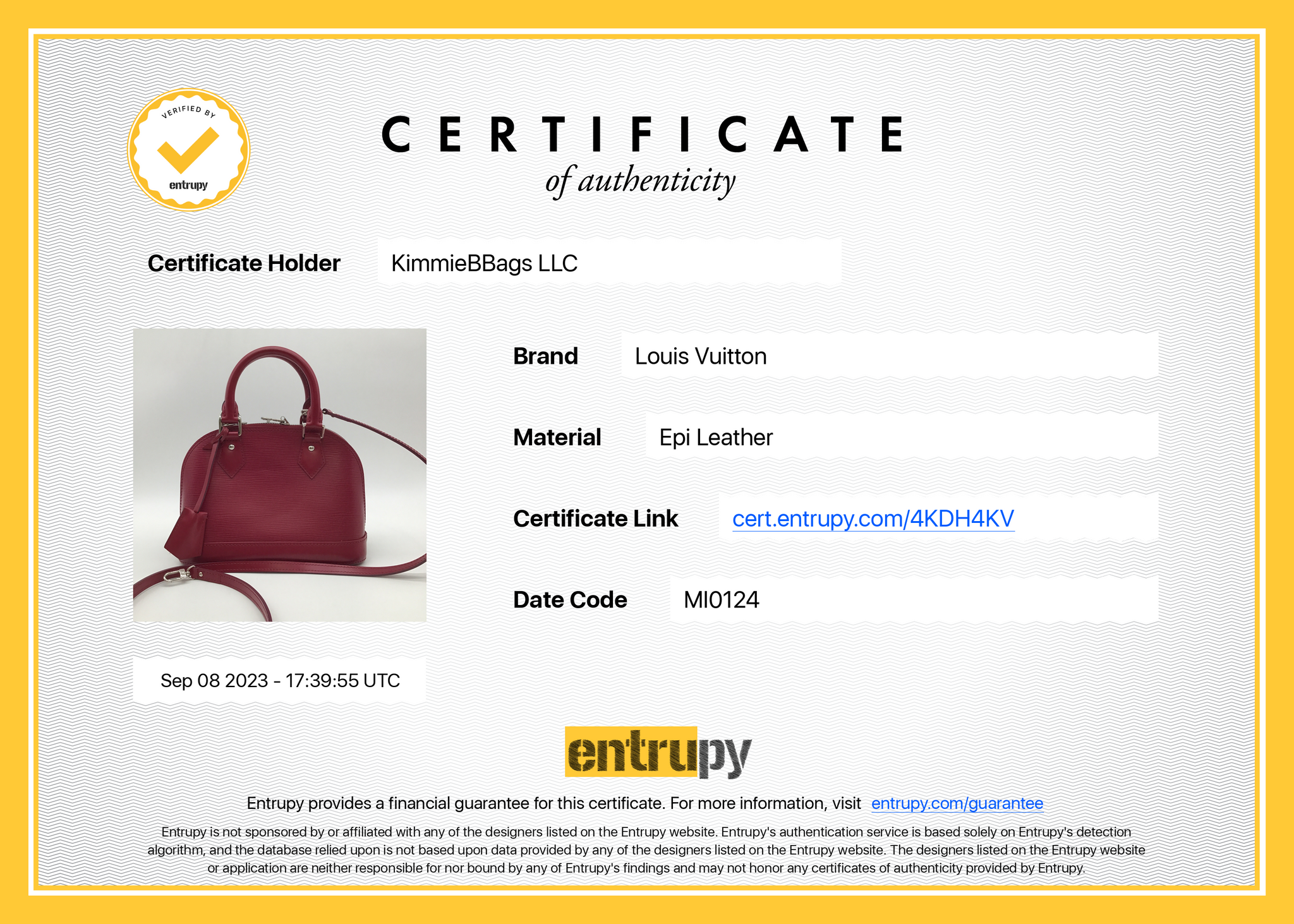 Preloved Louis Vuitton Raspberry EPI Alma Bb Crossbody Bag MI0124 92123