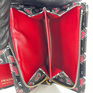 PRELOVED Prada Black Hearts Saffiano Leather Compact Wallet (K) 62B 020524