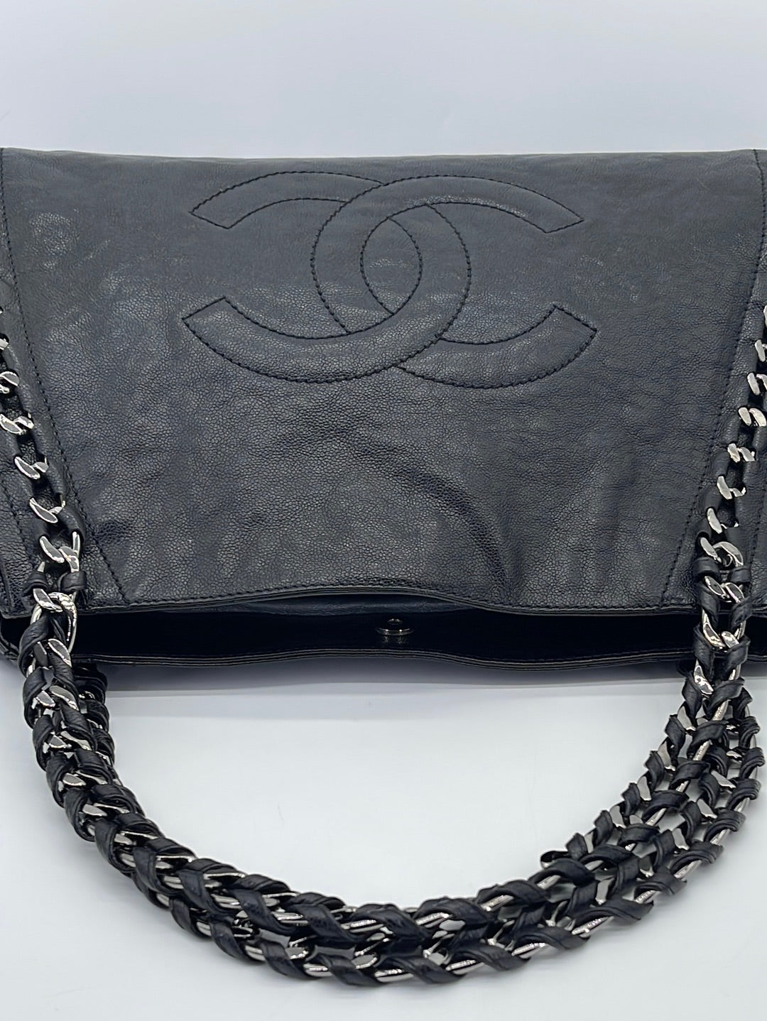 Preloved Chanel Black Glazed Caviar Modern East West Chain Tote H3D4BXW 050124 H
