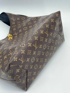 Preloved Louis Vuitton Monogram Canvas Flower Hobo Black Leather Shoulder Bag SD1168 110723