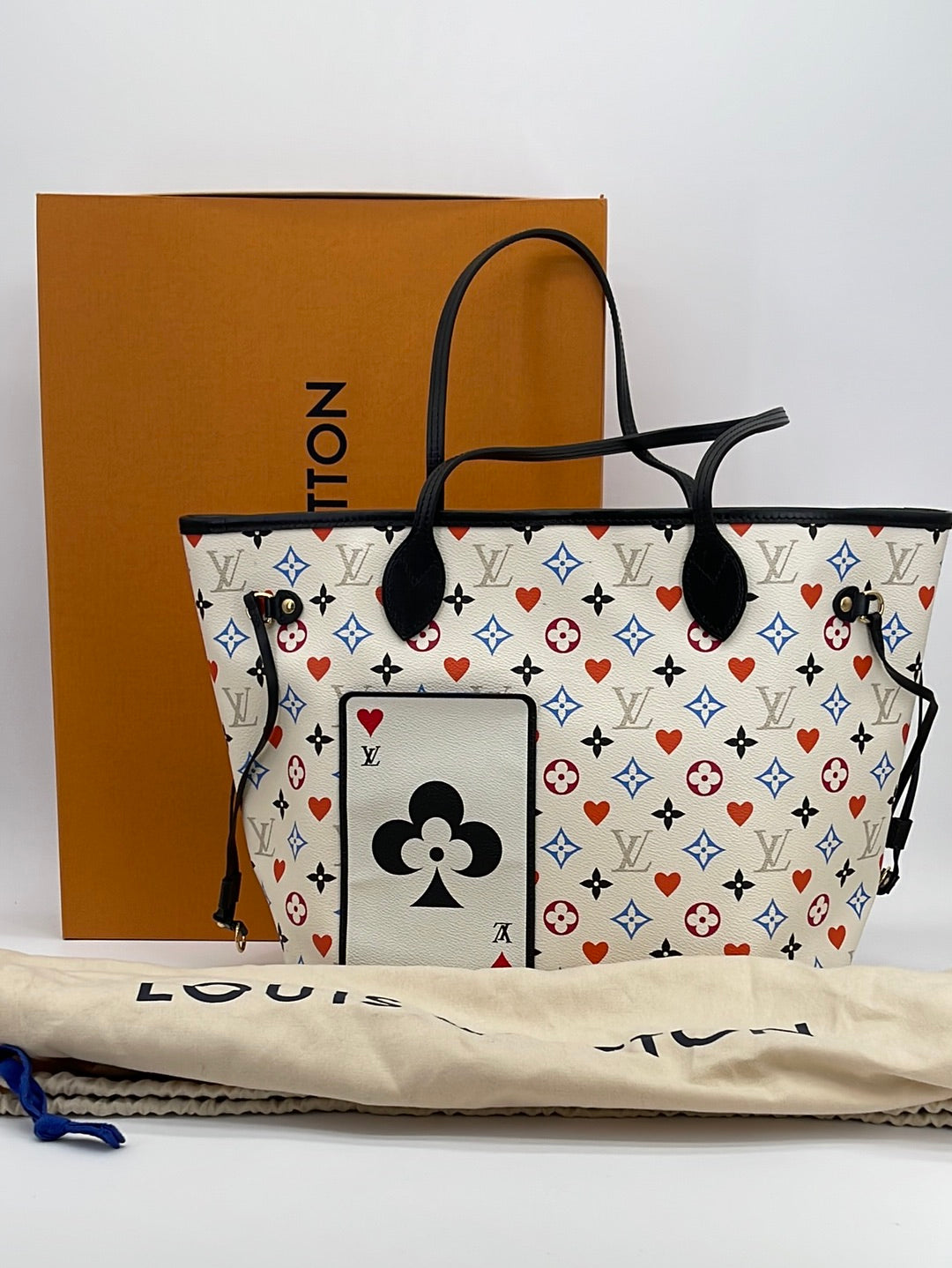 Preloved Louis Vuitton White Multicolor Monogram Neverfull mm Game on Tote Bag CA4290 090623 Off
