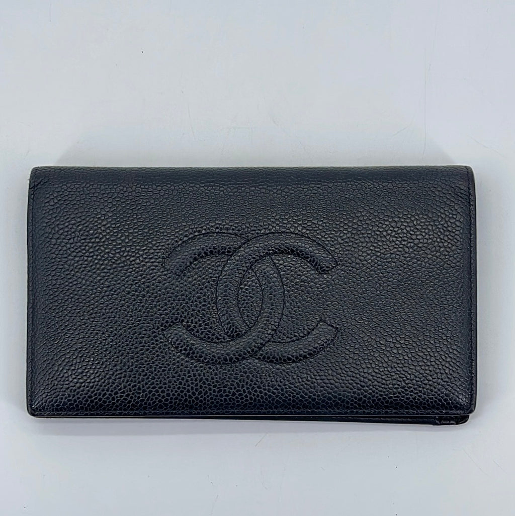 Preloved Chanel Black Caviar Leather Timeless Long Yen Wallet 10577231 021324