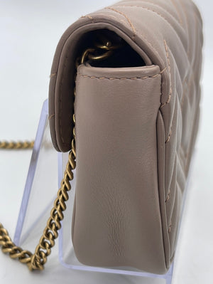 Preloved Gucci GG Marmont Flap Matelasse Beige Leather Mini Bag CVR9KCW 032524 P