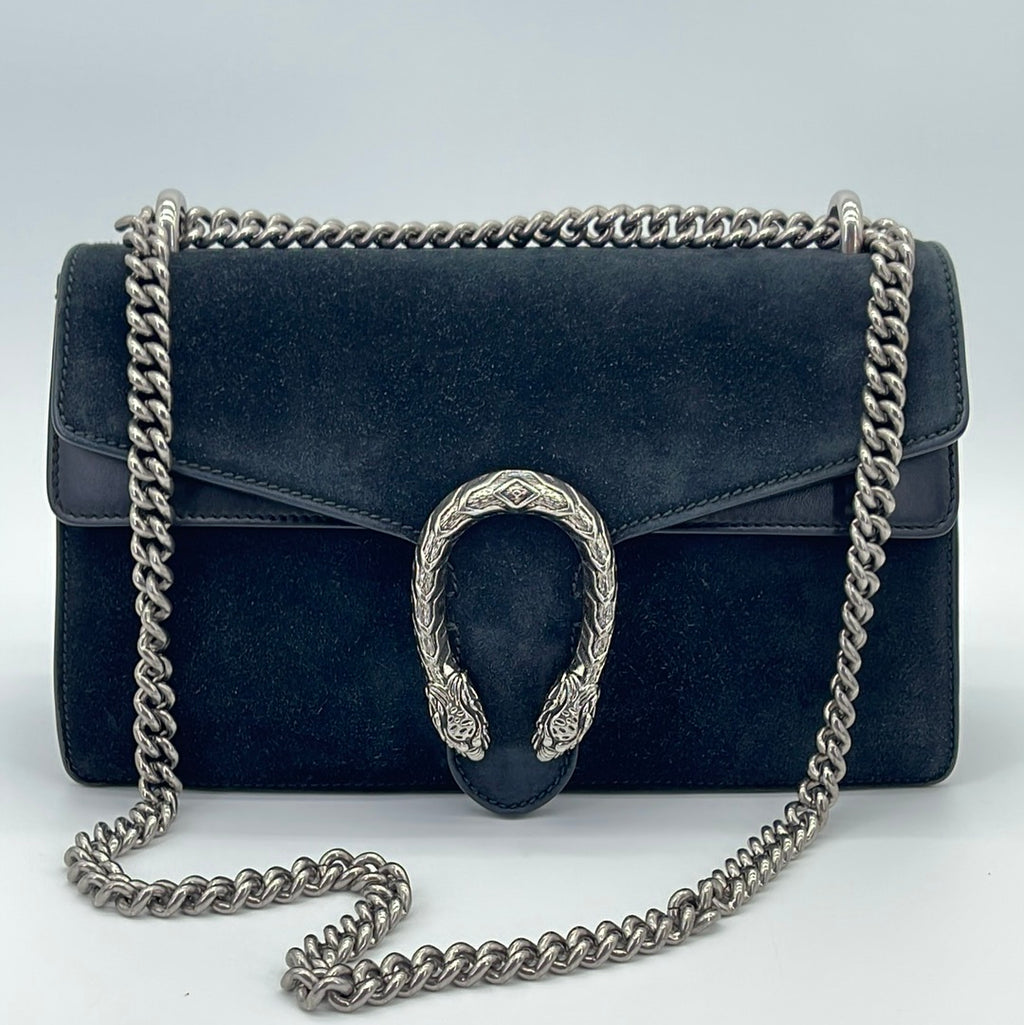 Preloved Gucci Black Suede Leather Dionysus Chain Shoulder Bag 400249520981 082323