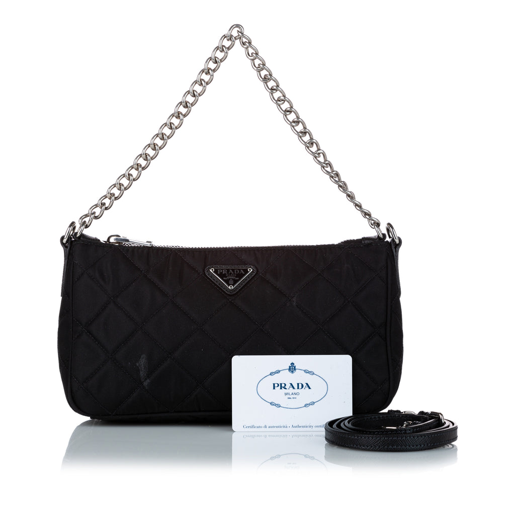 Preloved Prada Black Quilted Impuntu Tessuto Crossbody Bag 197B 092623 $380 OFF Flash Sale