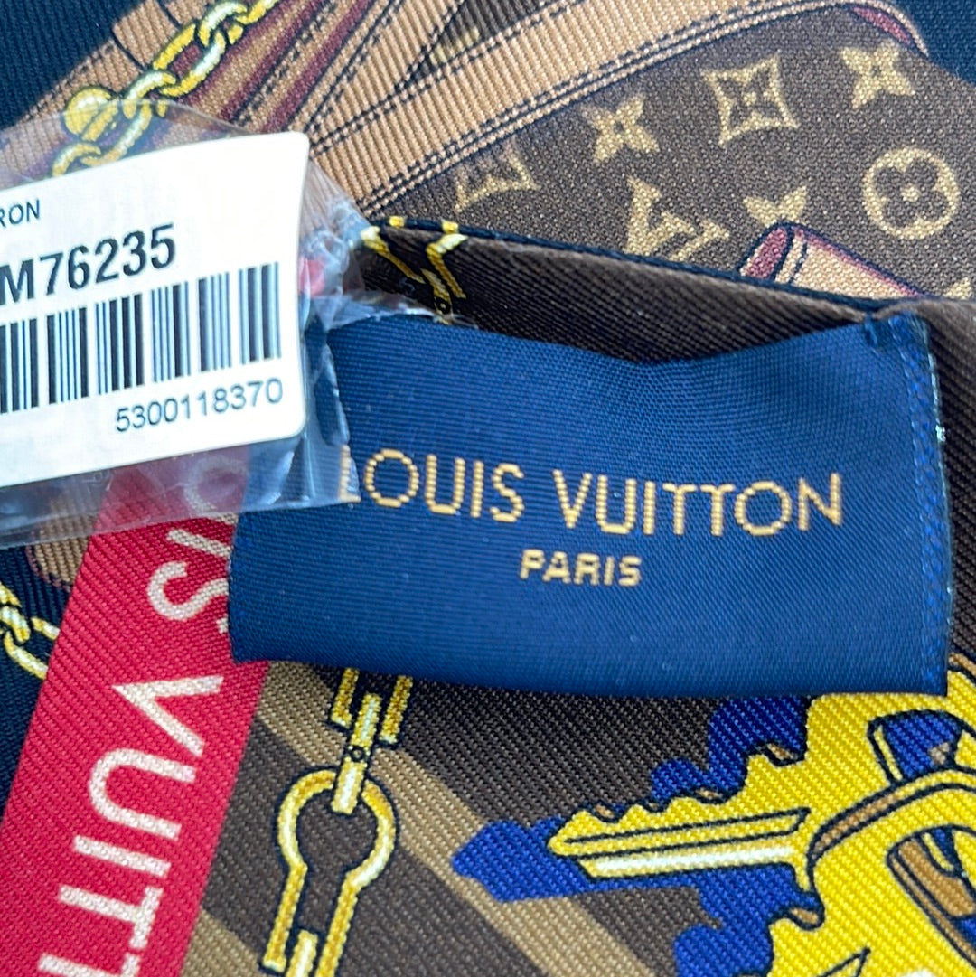 Louis Vuitton scarf black silk monogram 55×55cm Used Japan Fedex