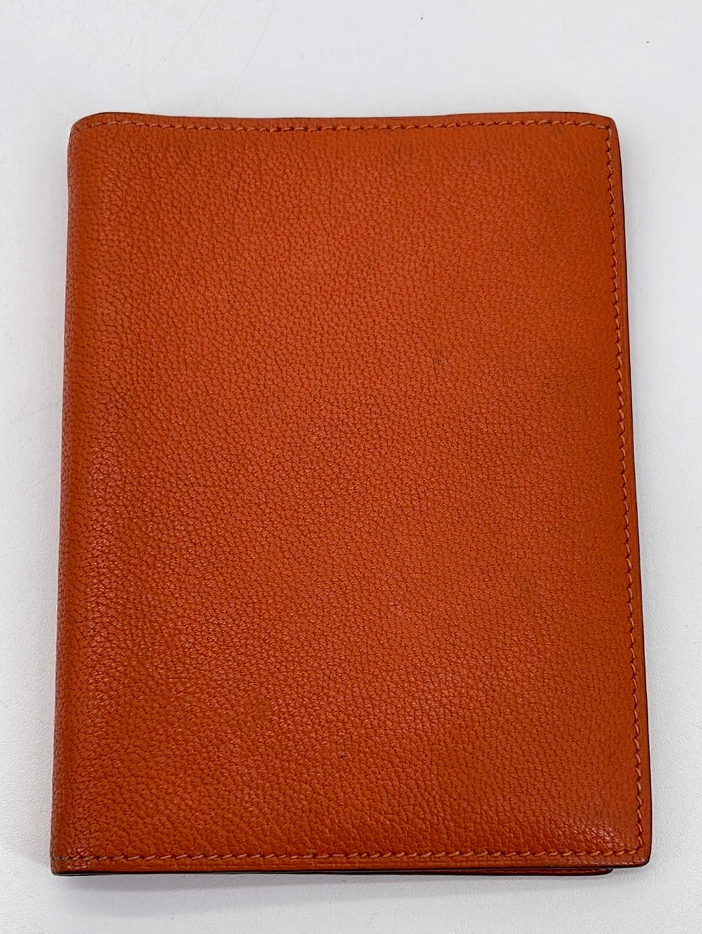 Preloved Hermes Orange Leather Compact Passport Wallet (K) SquareH 021324