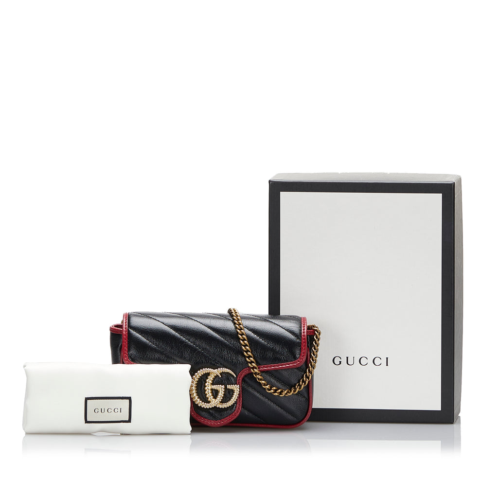 GIFTABLE Preloved Gucci GG Marmont Black and Red Small Torchon Crossbody Bag 574969 92123 $450 Off FLASH