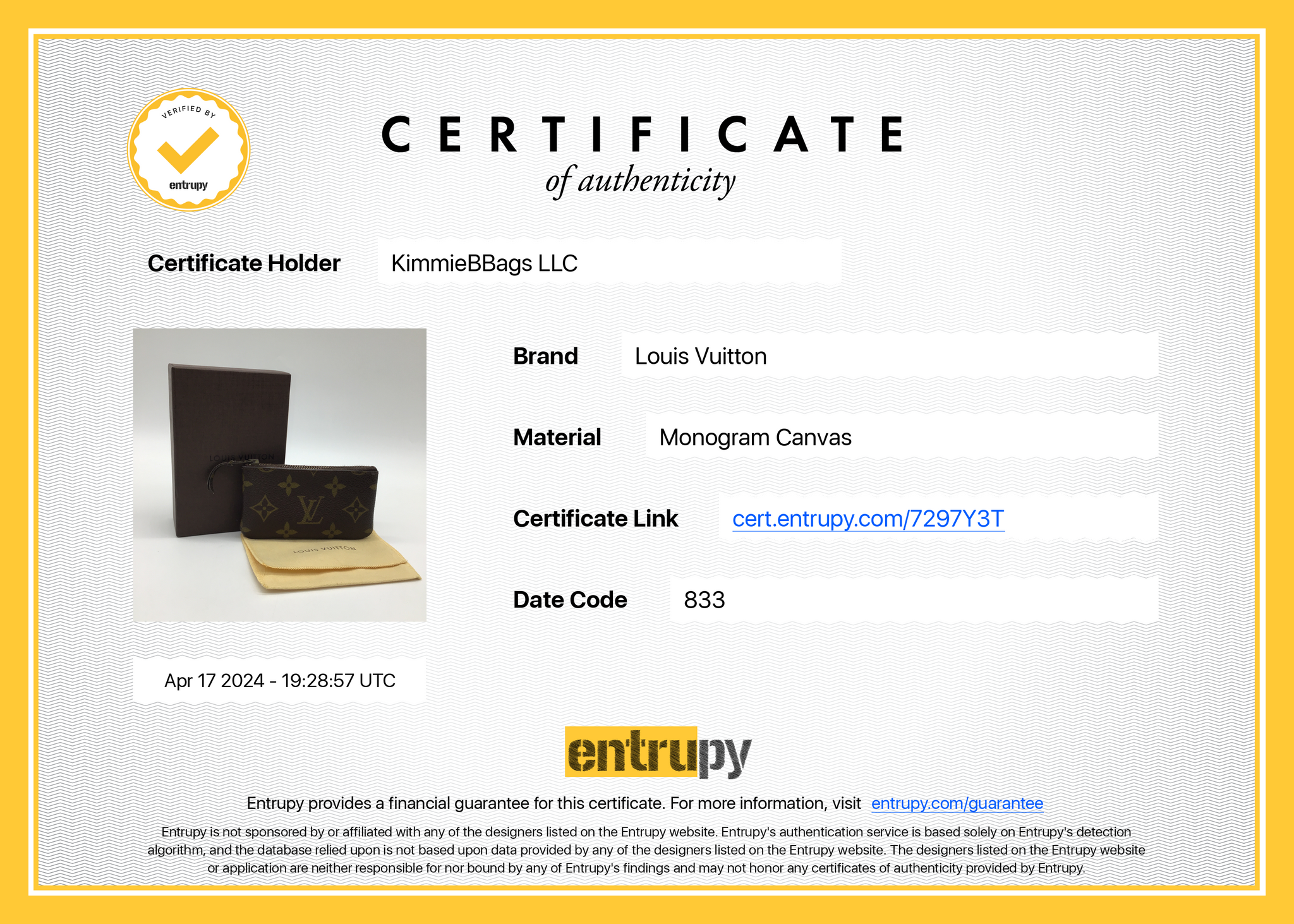 PRELOVED Louis Vuitton Monogram Cles Coin Key Pouch 7297Y3T 041824 H