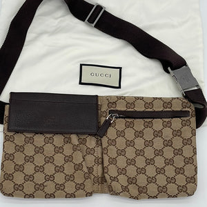 Gucci, Bags, Vintage Gucci Gg Supreme Canvas Leather Waist Bum Bag Black
