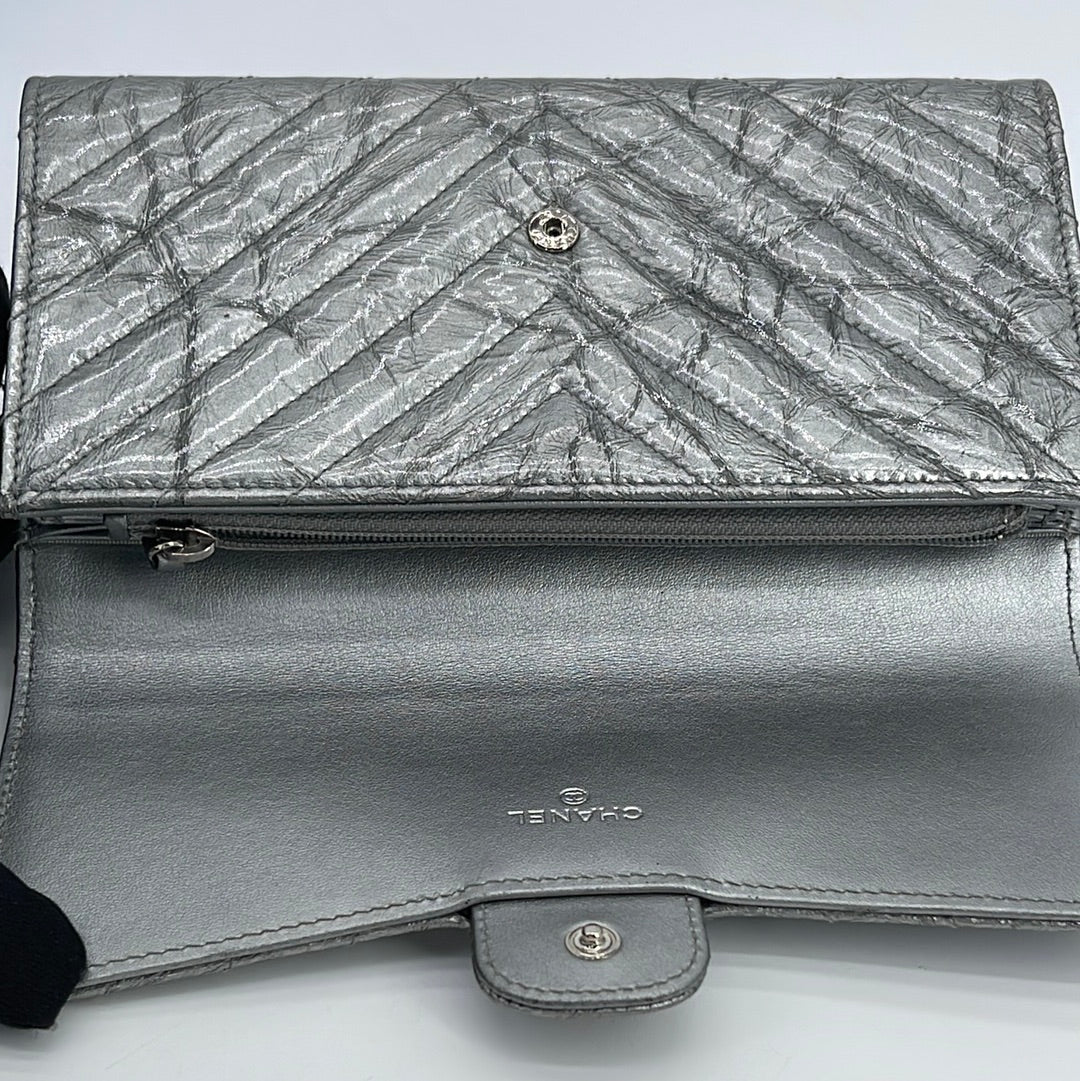 Chanel Chevron Wallet on Chain WOC Black Caviar Silver Hardware – Coco  Approved Studio