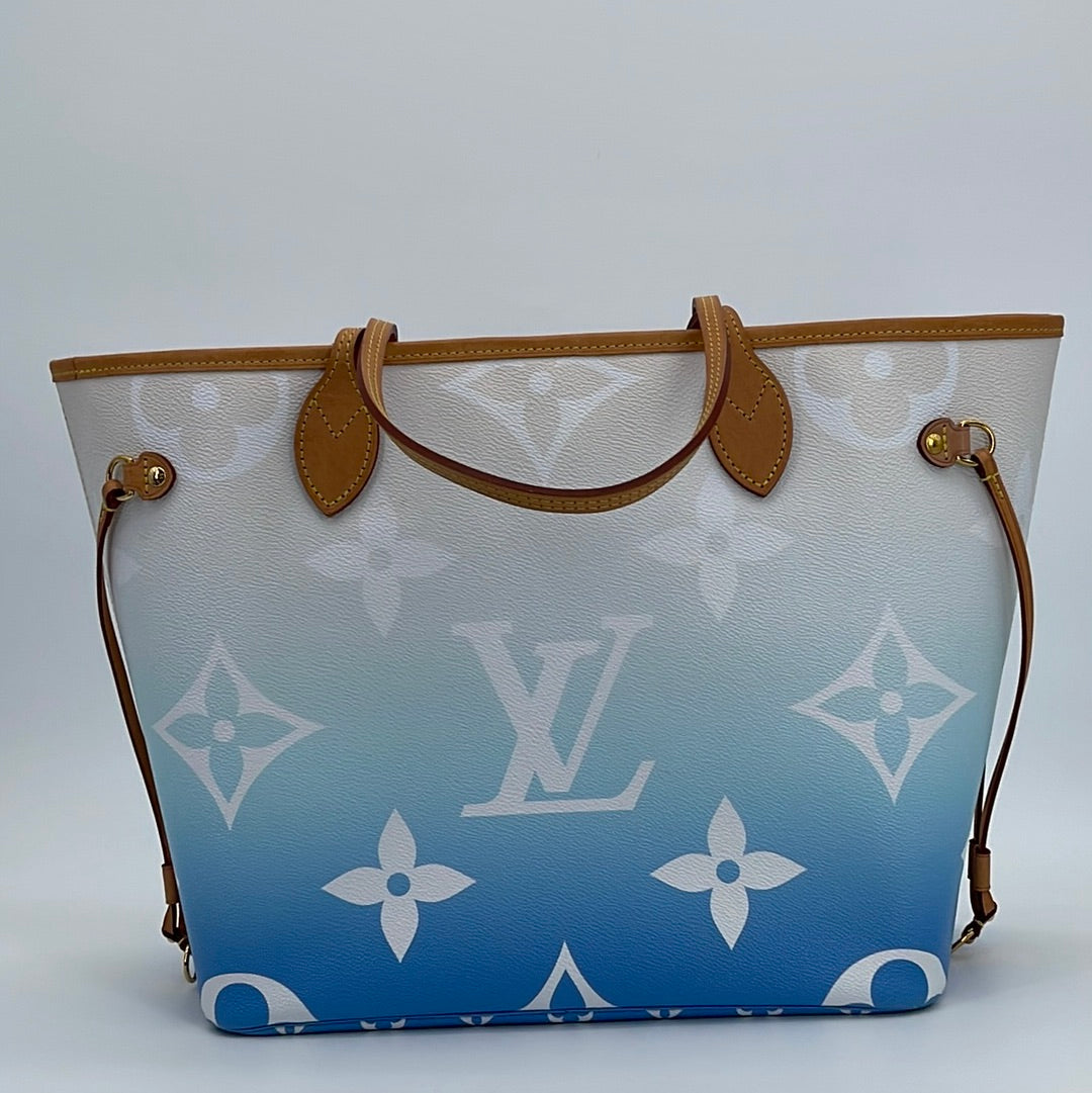 Louis Vuitton Blue Monogram By the Pool Neverfull MM Tote Bag with Pouch  49lvs423