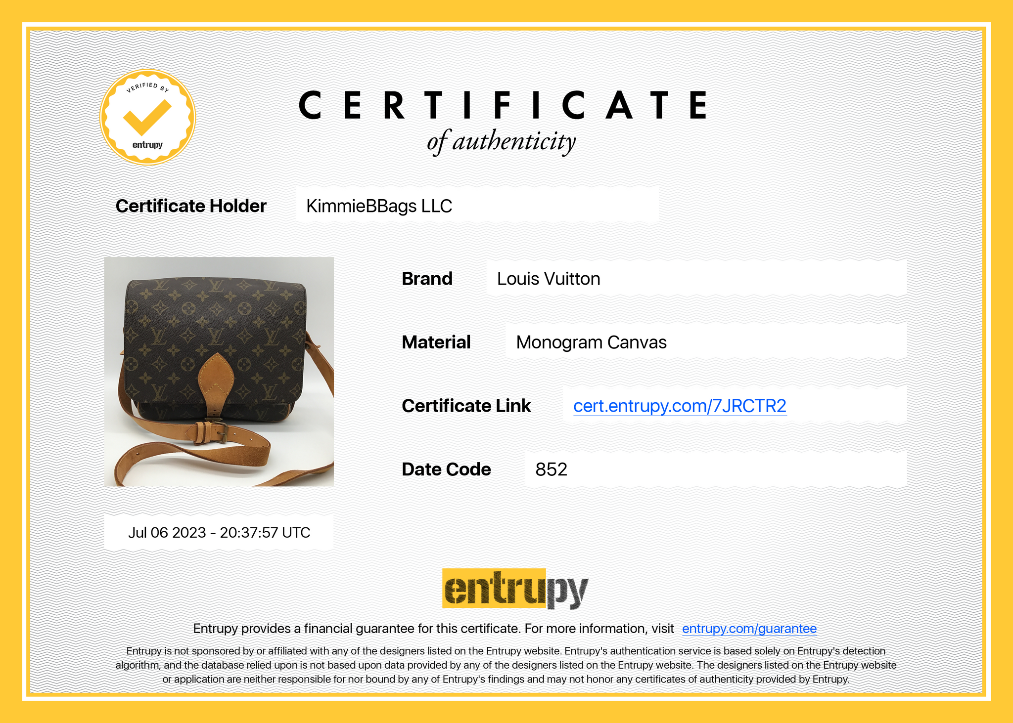 Preloved Louis Vuitton Cartouchiere GM Monogram Bag 852 072423