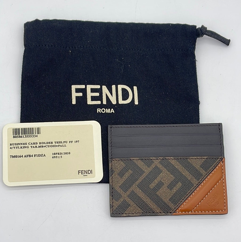 PRELOVED FENDI  Zucca Canvas and Leather Diagonal Card Case 7MO164AFB42188210 110623