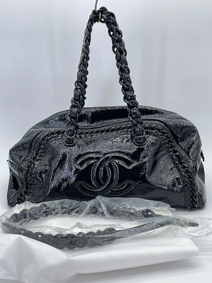 PRELOVED Vintage Chanel Black Patent Leather Resin Luxe Ligne