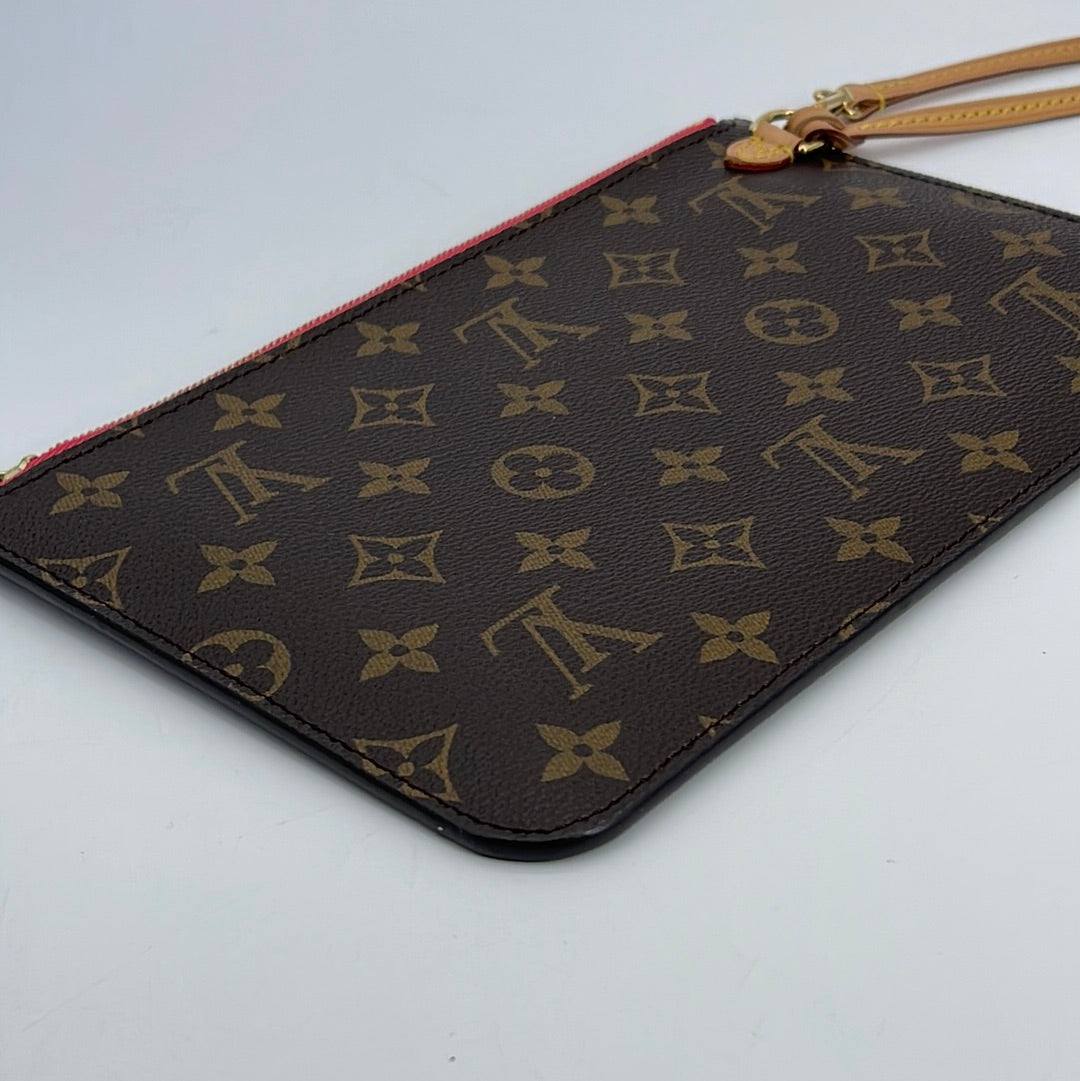 Preloved Louis Vuitton Monogram Neverfull GM Pouch with Hot Pink