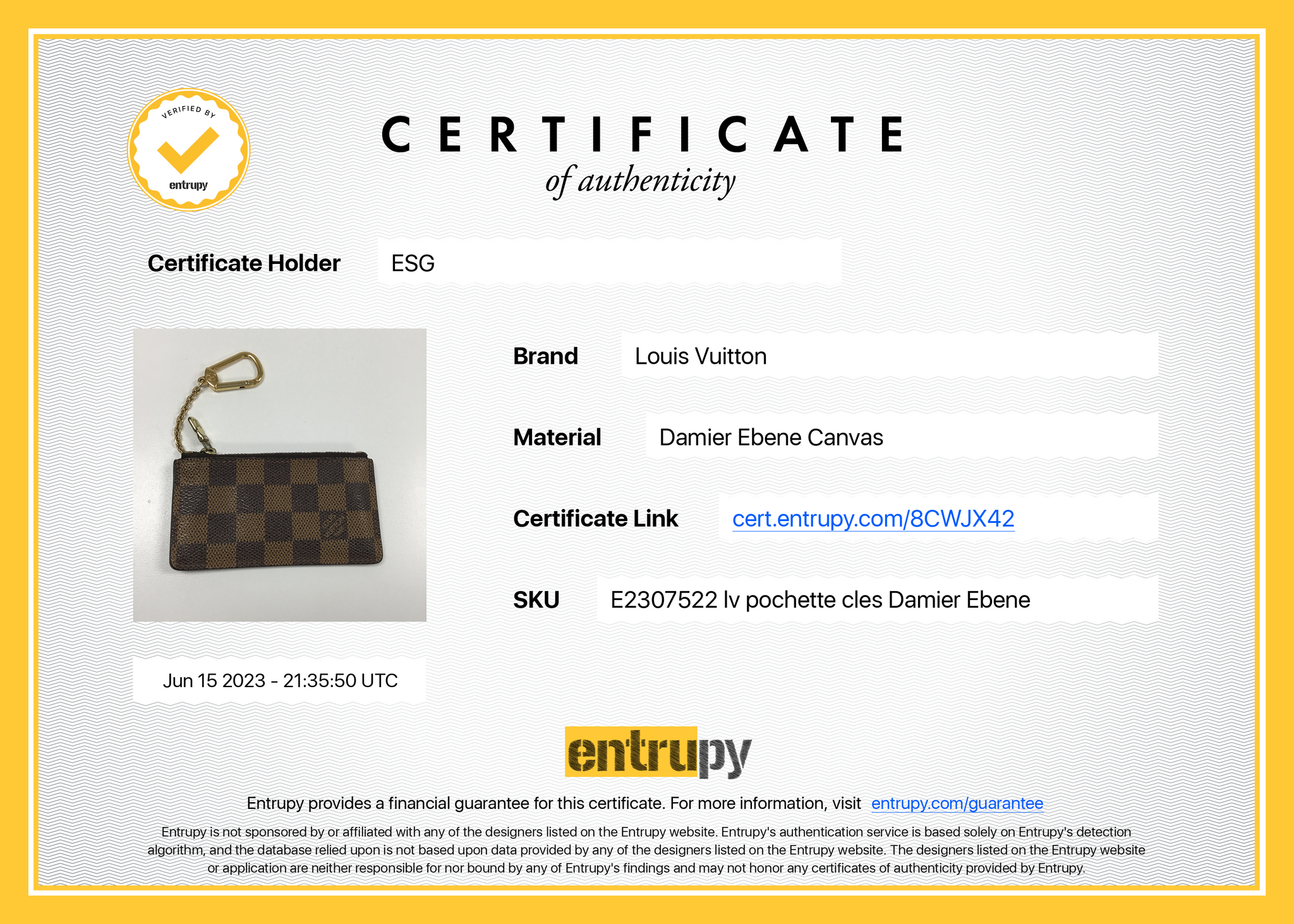 Louis Vuitton Key Pouch Damier Ebene Coin Pouch Wristlet N62658 Preowned  Brown Leather ref.674036 - Joli Closet