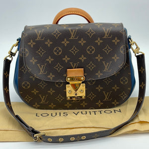 LV Louis Vuitton Eden MM Monogram Canvas and Celeste Blue Leather