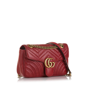 Gucci Marmont matelasse small red leather bag
