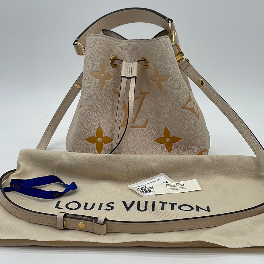 Preloved Louis Vuitton Gold and White Monogram Empreinte Giant By The Pool NeoNoe BB Handbag AR1201 101123 $350 OFF FLASH