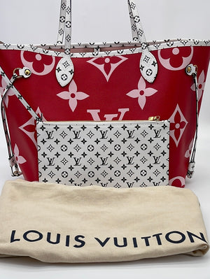 LOUIS VUITTON Monogram Neverfull GM Shoulder Bag Red