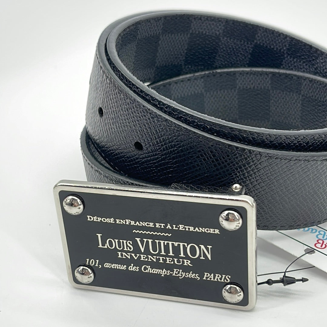 PRELOVED Louis Vuitton Men's Damier Graphite Reversible Inventeur Belt Y96TJWC 030524 P