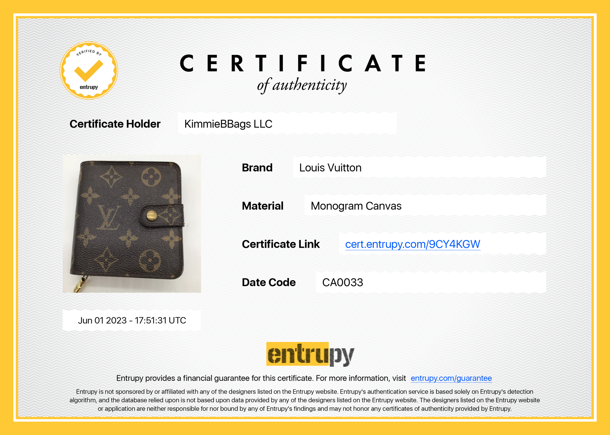 Authenticated Used Louis Vuitton Bifold Wallet Zip Brown Monogram M61667  CA0948 LOUIS VUITTON Unisex