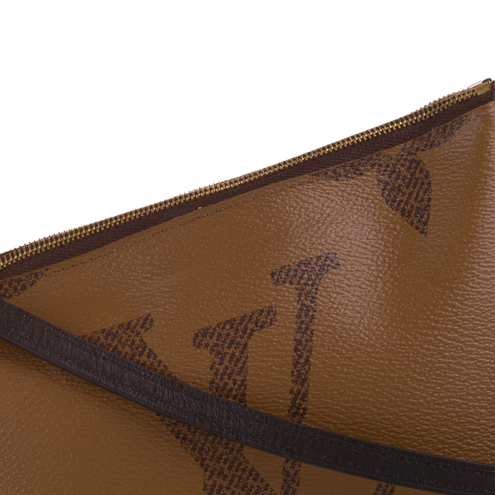 Double zip leather clutch bag Louis Vuitton Brown in Leather