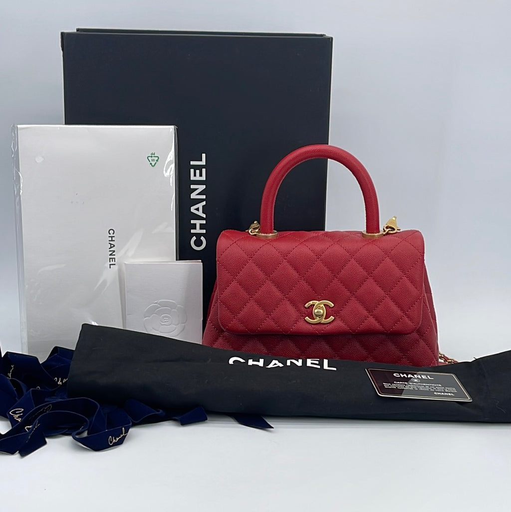 GIFTABLE PRELOVED Chanel Coco Handle Red Caviar Leather Handbag 25035205 091823