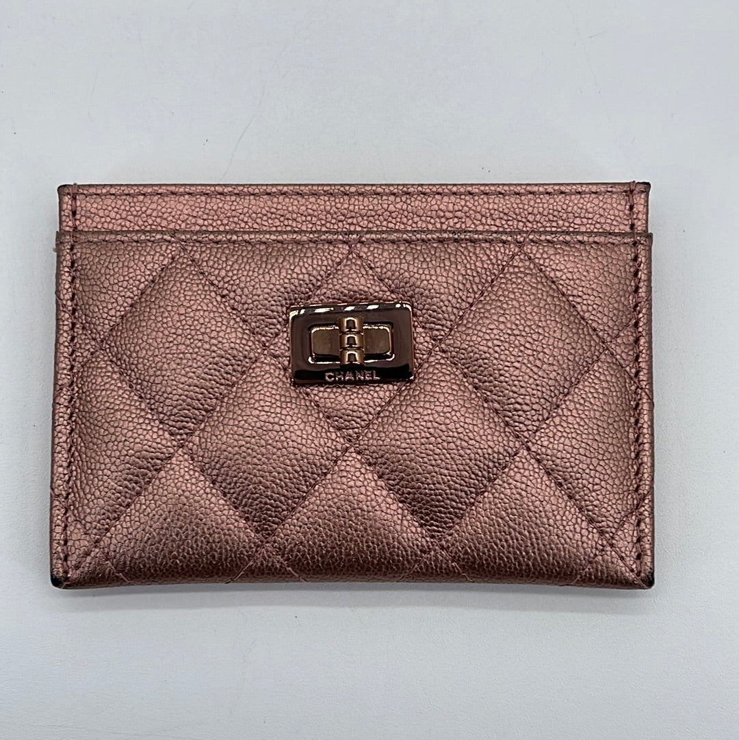 PRELOVED Chanel Pink Metallic Caviar Leather Card Holder with Rose Gold  Hardware 31516978 102323