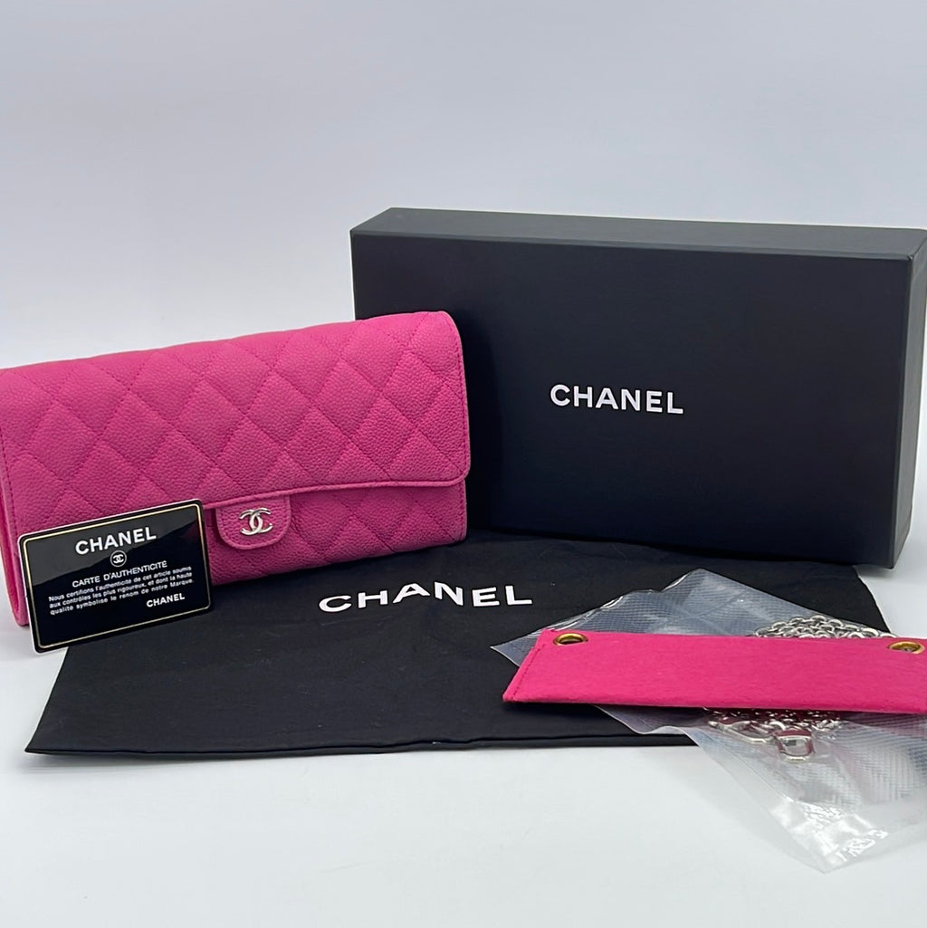 Preloved Chanel Pink Matte Caviar Leather Clutch Bag 36VRXKX 022124